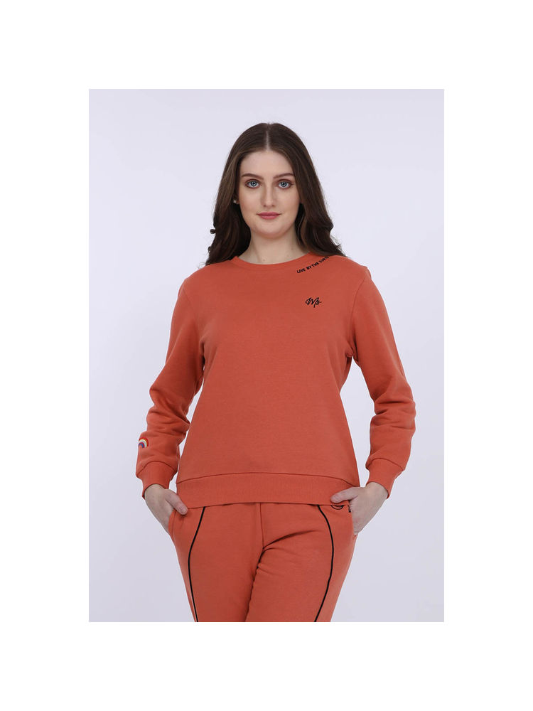 MAYSIXTY Women Fleece Red Printed Full Sleeve Sweat Shirt-picture-25
