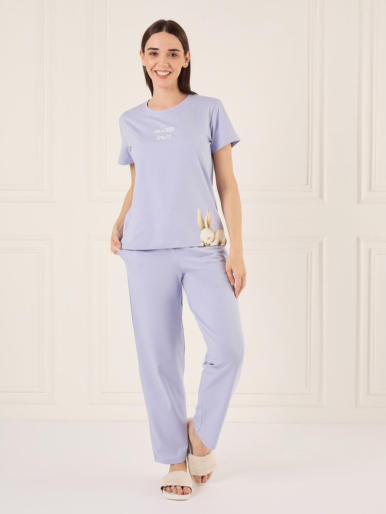 Sweet Dreams Womens Printed Pyjama With Top Lavender-picture-34