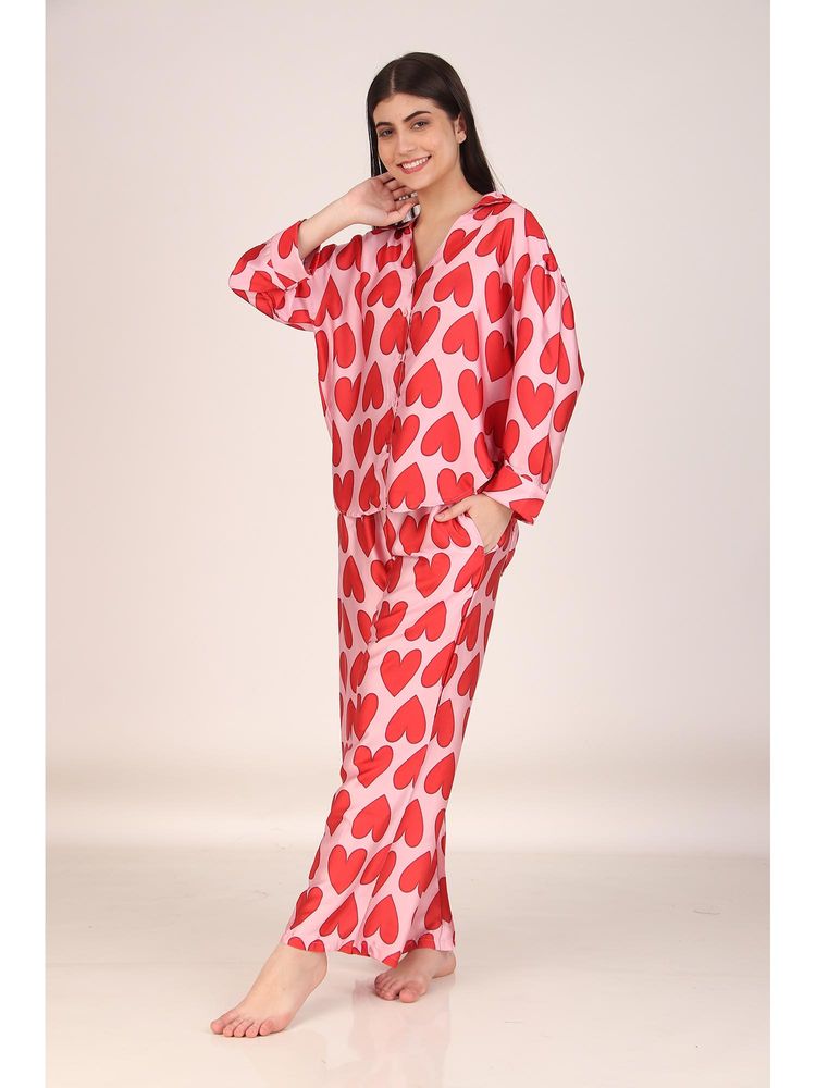 Masha All Hearts Oversized Satin Nightsuit-picture-16