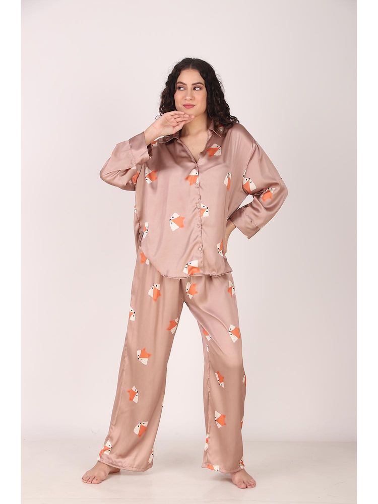 Masha Mr. Fox Oversized Satin Nightsuit-picture-19
