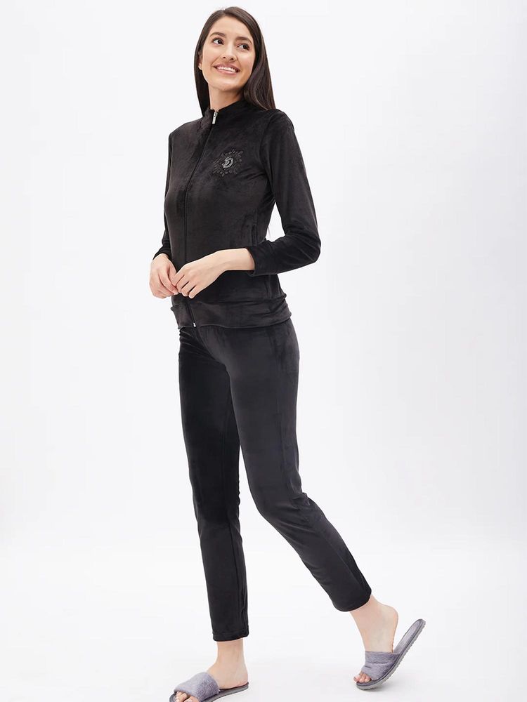 Sweet Dreams Women Solid Tracksuit Black-picture-23