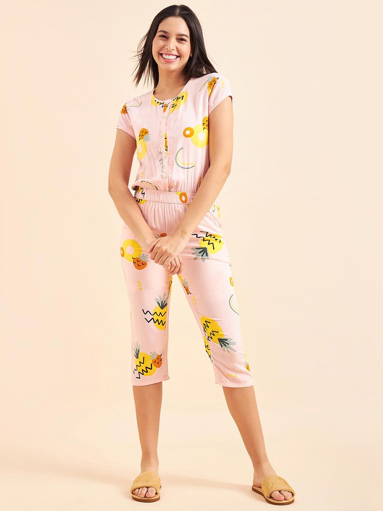 Sweet Dreams Women Printed Half Sleeves Jumpsuit Peach-picture-18