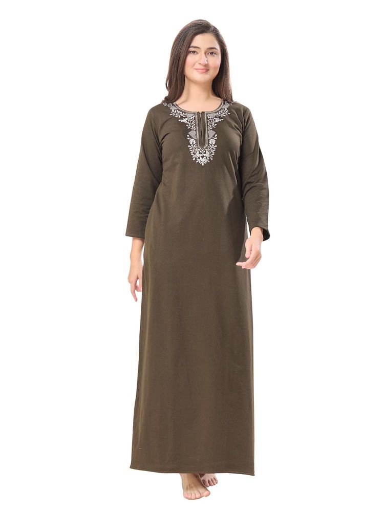 PIU Womens Knitted Fabric Winter Nighty Olive-image-42