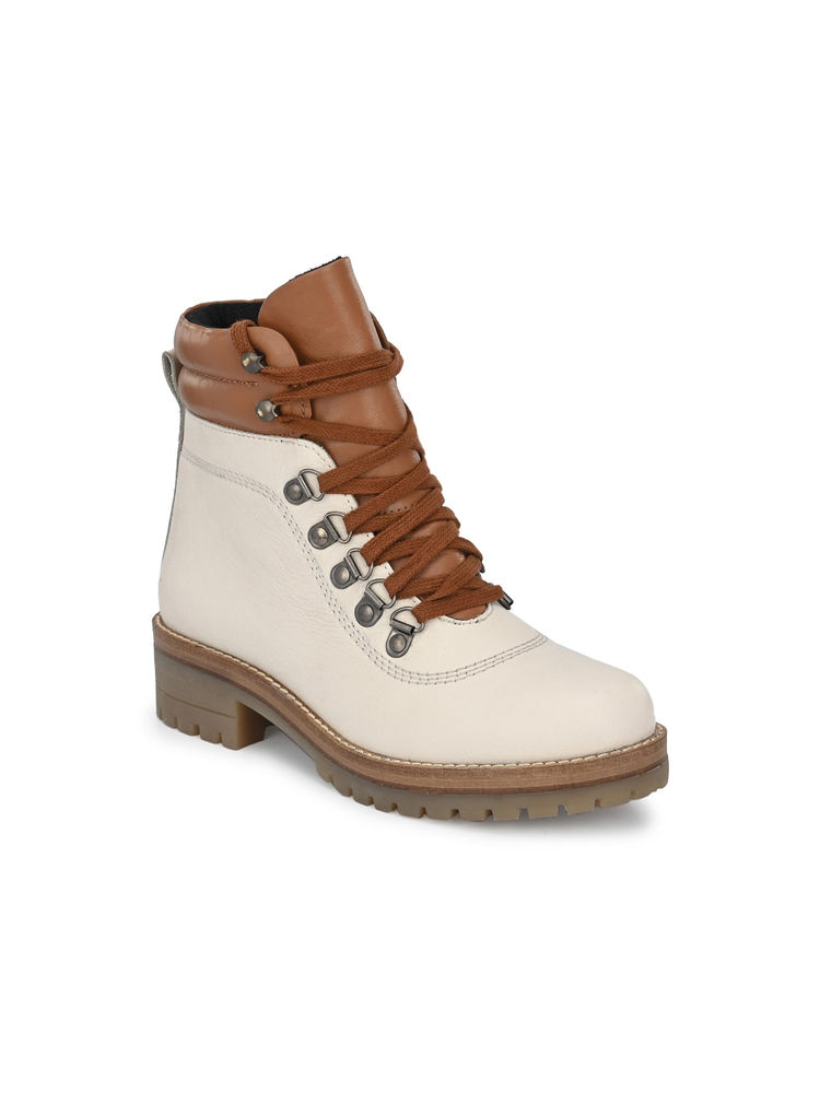 Delize White Womens Derby Boots-image-3