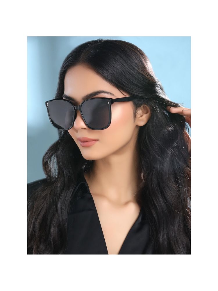 Yellow Chimes Women Full UV Protected Black Lens Square Sunglasses