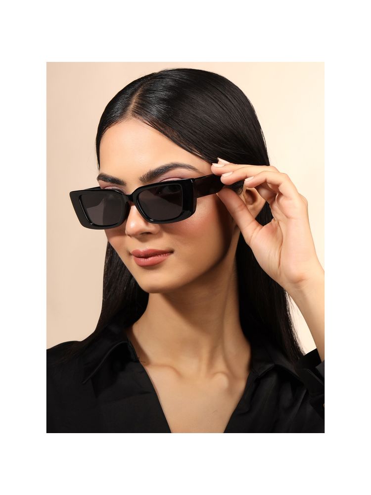 Yellow Chimes Women Full UV Protected Black Lens Rectangle Sunglasses-picture-7