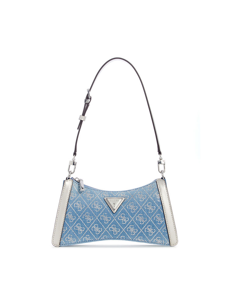 guess fashion Guess Blue Embellished Dili Top Zip Shoulder Bag-picture-27