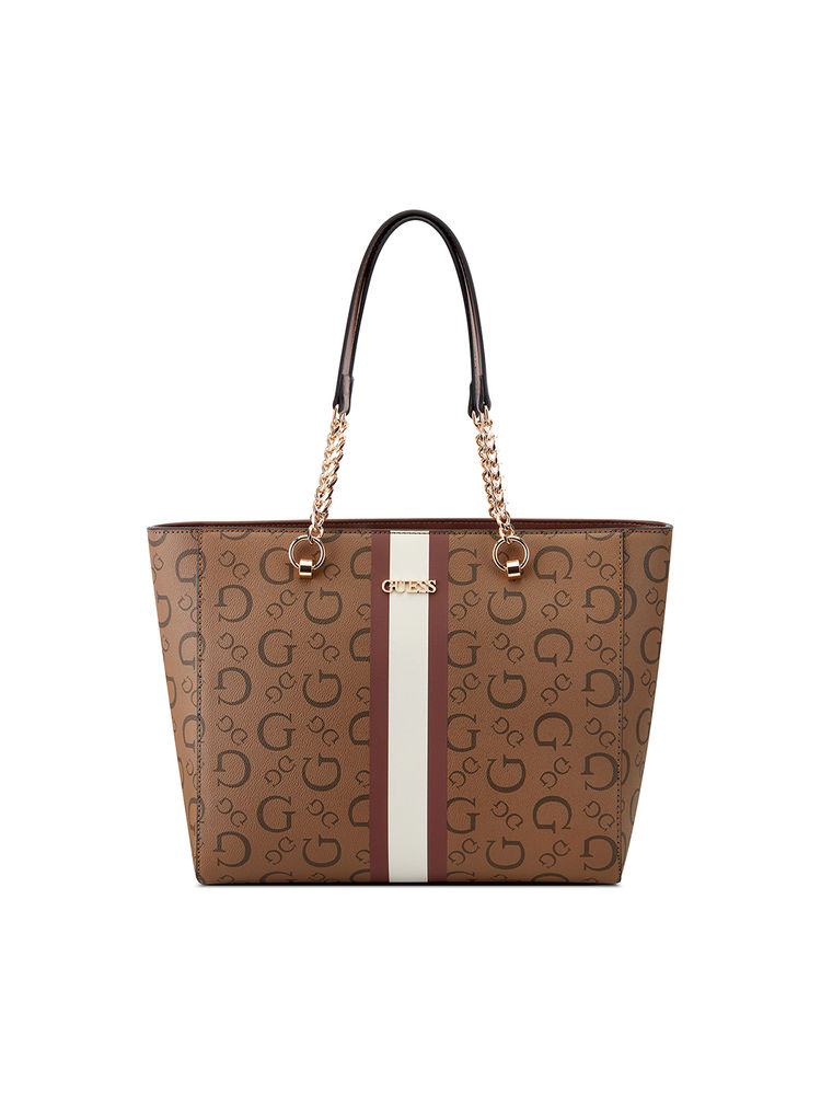 Guess Brown Monogram Brecken Tote Bag-image-28