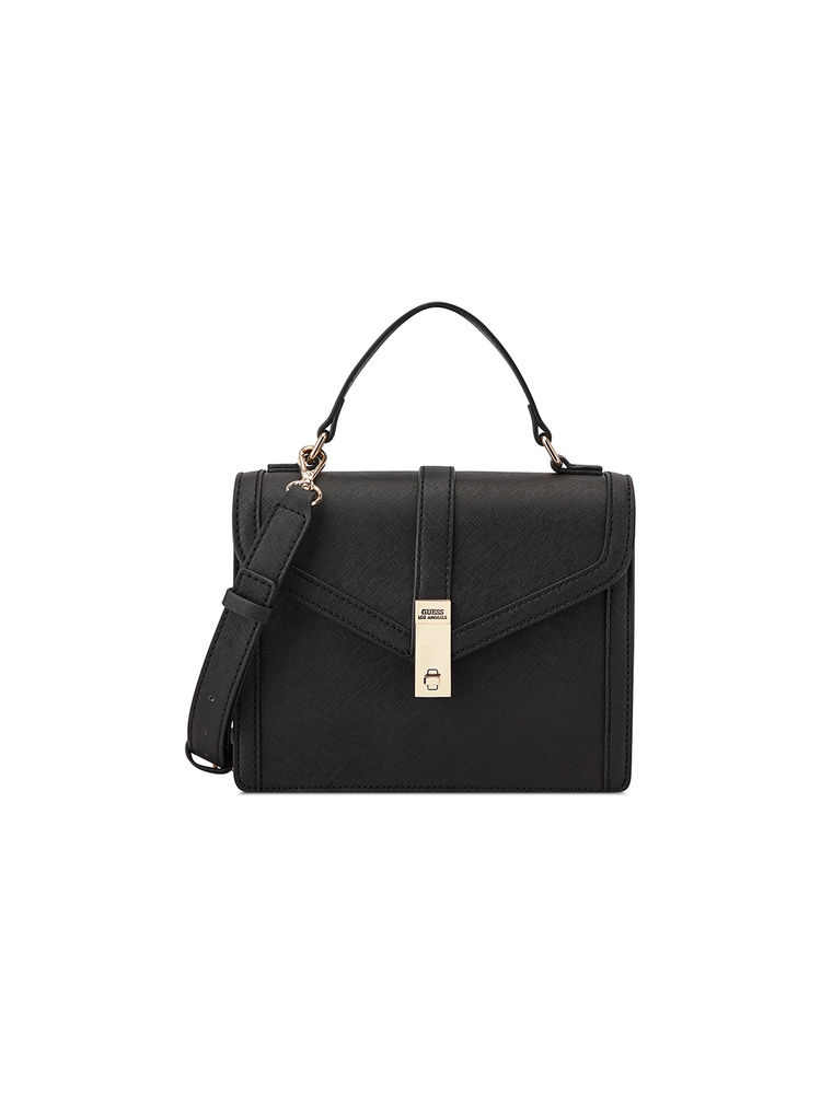 Guess Black Solid Delvin Crossbody Flap Bag-image-29