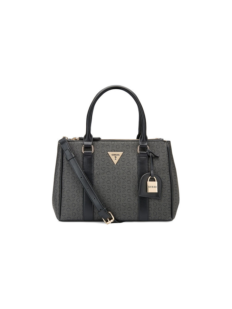guess fashion Guess Grey Monogram Grim ball Small Satchel Bag with Detachable Strap-picture-27
