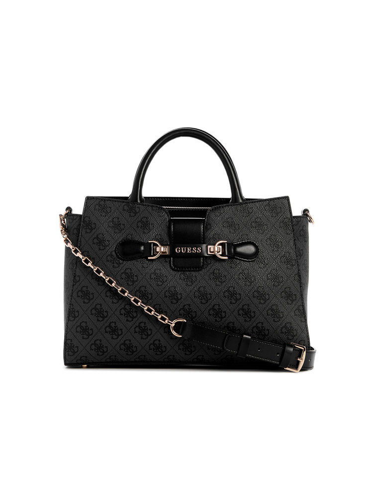 Guess Grey Monogram Nolana Girlfriend Satchel Bag with Detachable Strap-image-18