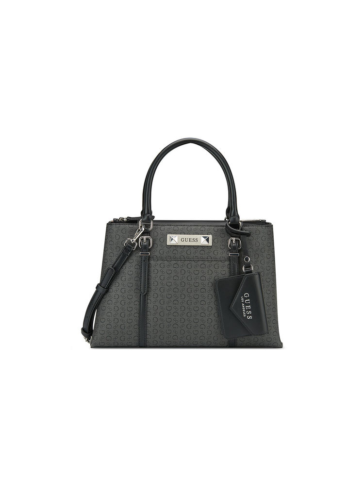 guess fashion Guess Dark Grey Monogram Lemont Shoulder Bag with Detachable Strap-picture-19