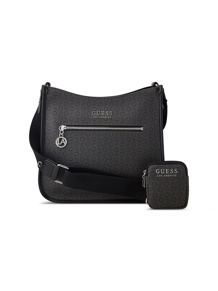 guess fashion Guess Grey Monogram Formosa Crossbody Top Zip Bag with Pouch (Set of 2)-picture-39