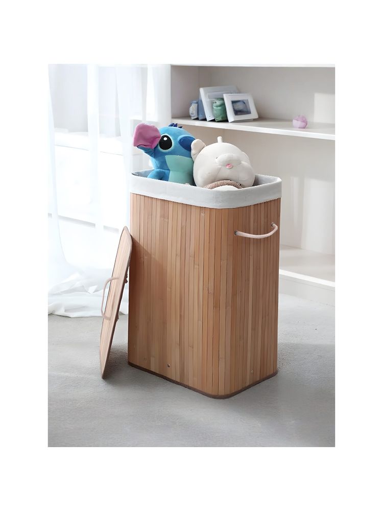 The Better Home Brown Bamboo Laundry Basket with Lid, 72L-image-34