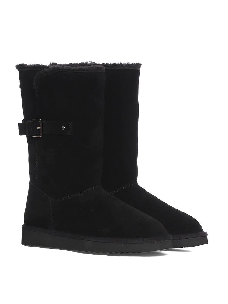 Saint G Solid Black Leather Snug Boots-picture-13