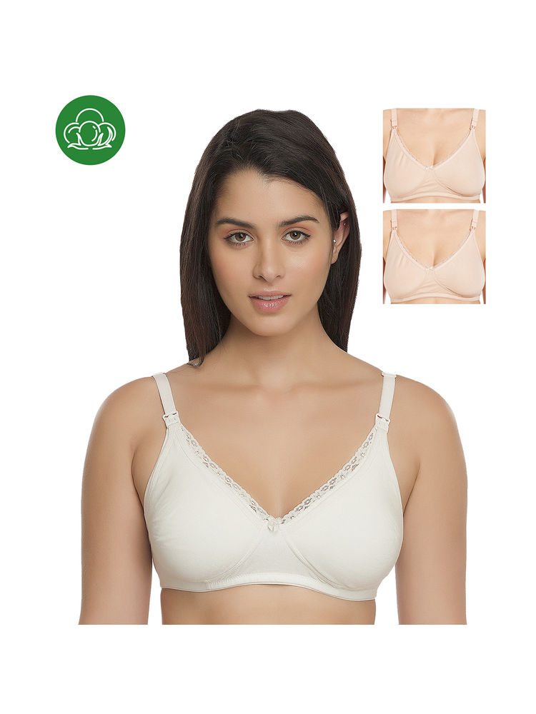 Inner Sense Organic Cotton Antimicrobial Laced Nursing Bra Pack of 3 - Multi-Color-picture-26