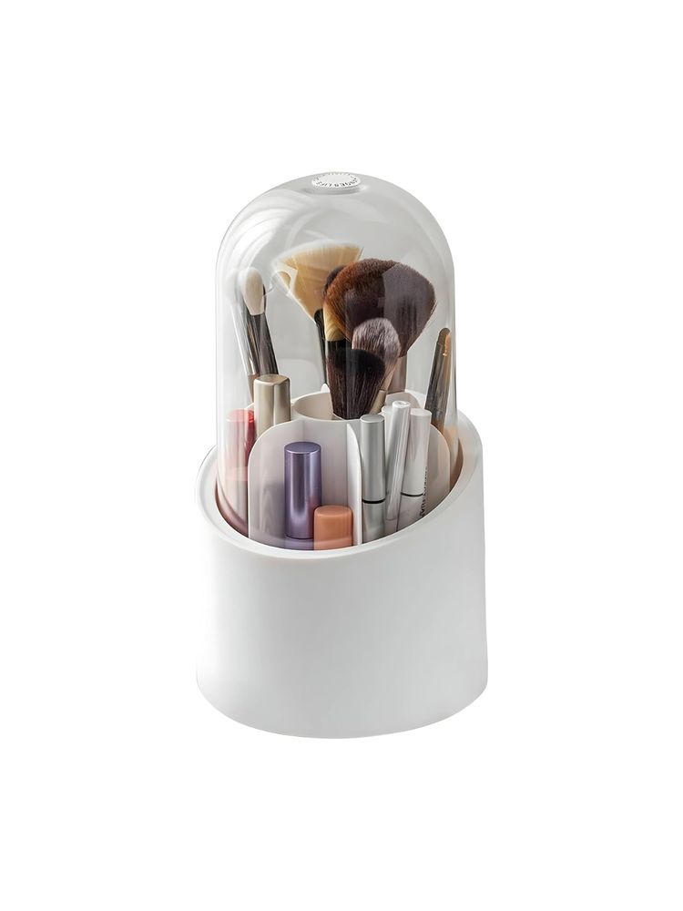 Matra Rotating Makeup Brush Holder Organizer Stand Vanity Cosmetic Storage Case Box with Lid Cover-picture-13