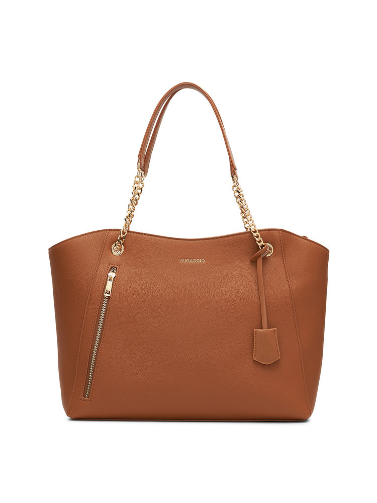 MIRAGGIO Dakota Brown Shoulder Tote Bag-image-9