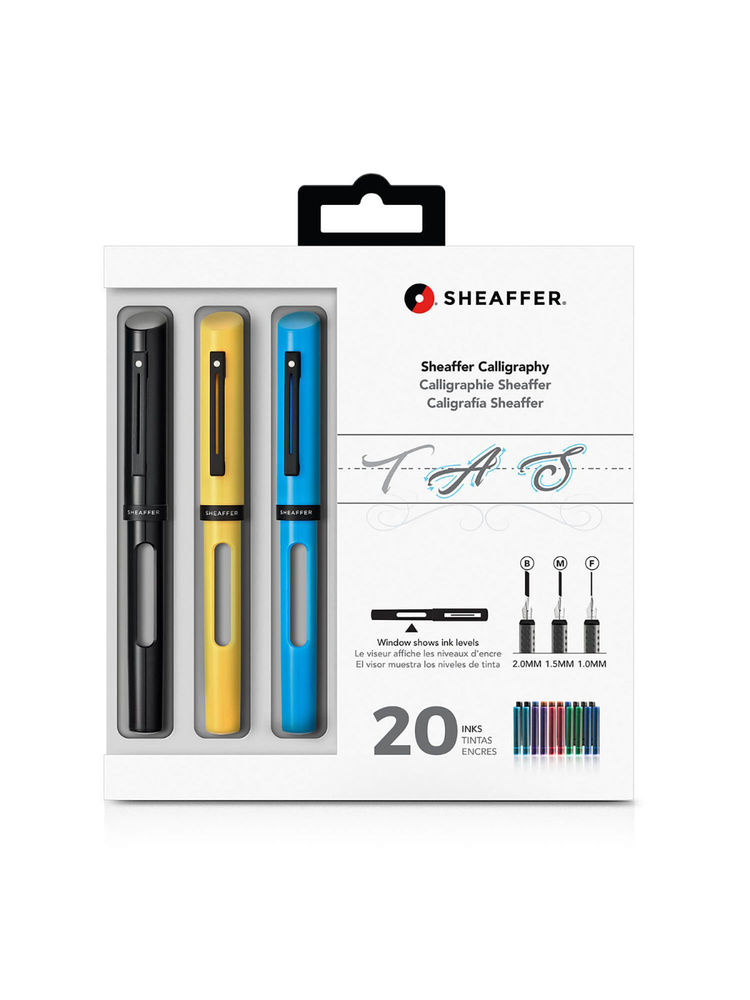 Sheaffer 93400 Calligraphy Fountain Pen - Black, Yellow and Blue with Black Trim-picture-19