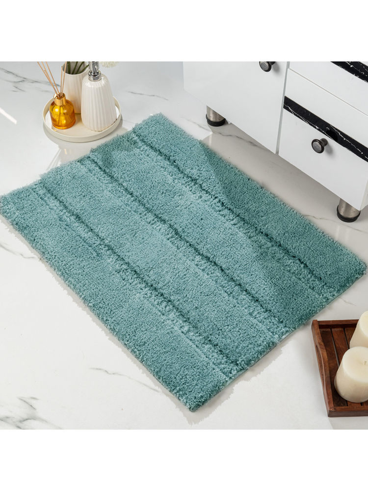 Saral Home Gia Stripe Soft Microfiber Fluffy Bath Mat Green-image-30