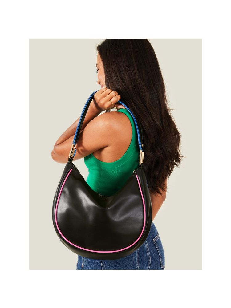Accessorize London Women's Black Piped Shoulder Bag-picture-22
