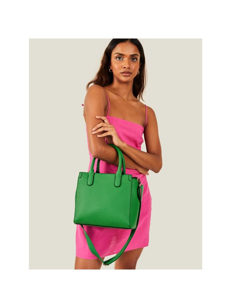 Accessorize London Women's Green Satchel With Webbing Strap-picture-25