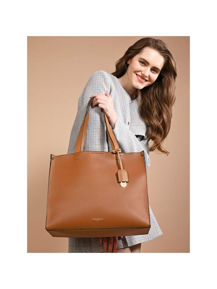 Accessorize London Women's Brown Book Tote Work Wear Bag-picture-17