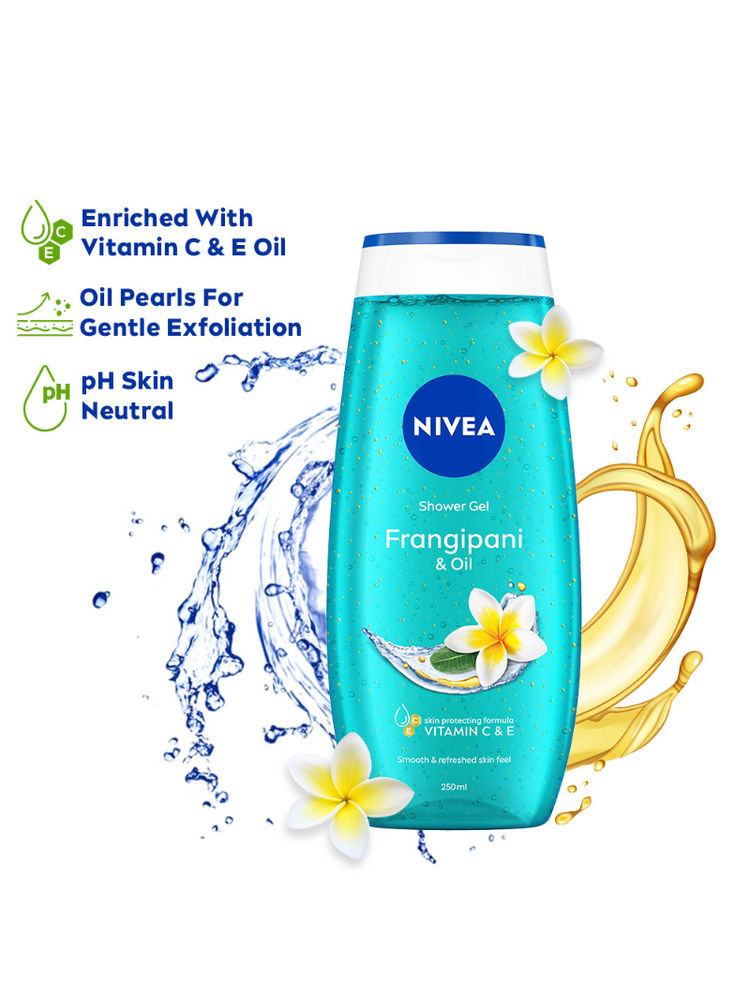 NIVEA Body Wash, Frangipani & Oil Shower Gel, Pampering Care & Refreshing Scent of Frangipani Flower