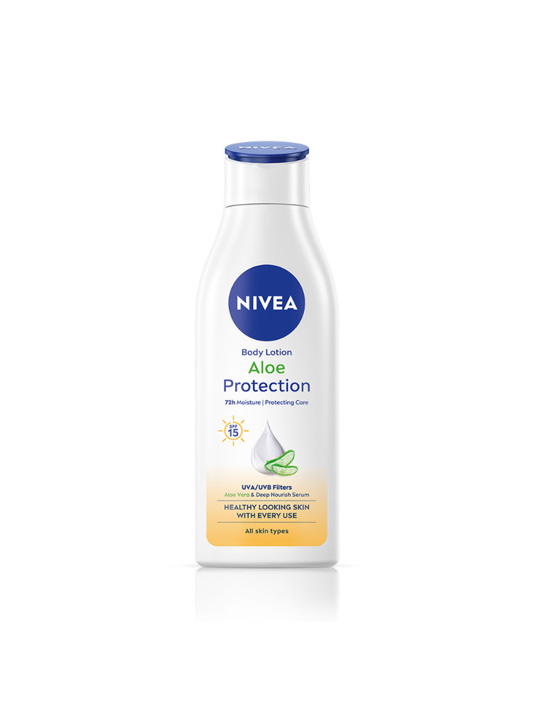 NIVEA Sunscreen lotion with SPF 15 & ALOEVERA- 5 in 1 COMPLETE CARE for 48H Moisturization