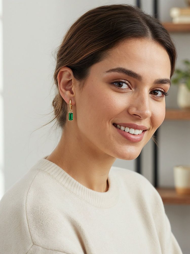Yellow Chimes Women Gold Plated Green Zircon Dangler Earrings