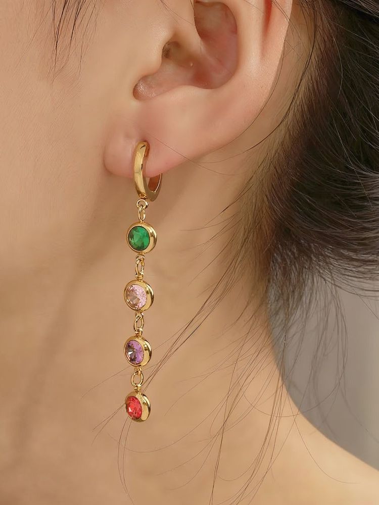 Yellow Chimes Women Multi-Color Rainbow Gold Plated Drop Earrings-picture-39