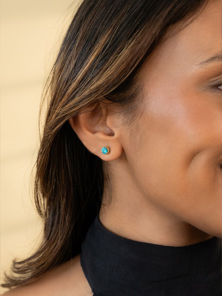 Shaya by CaratLane Women 925 Silver Imagine Crafted Blue Gold Plated Stud Earrings-image-38