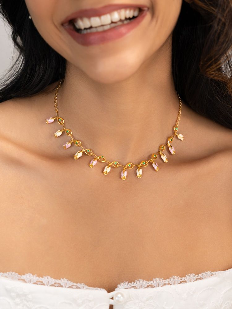 Shaya by CaratLane Women 925 Silver Nasrin Rose Gold Plated Crafted Necklace-image-21