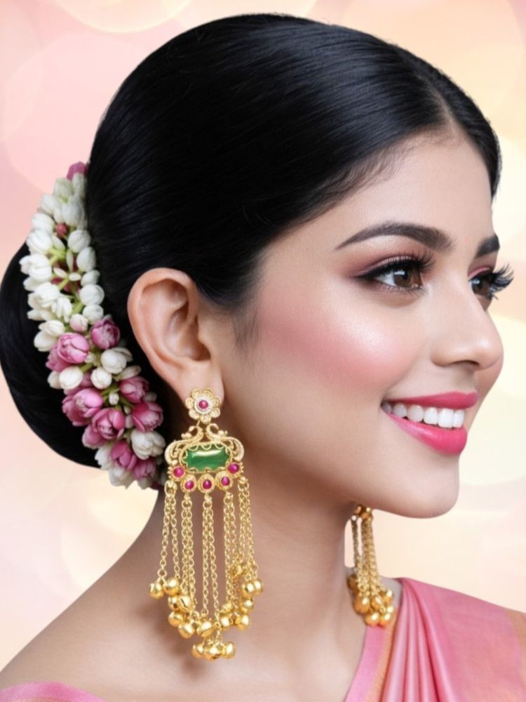 OOMPH Women Multi-Color Kundan Heritage Kashmiri Drop Jhumka Earrings-picture-28