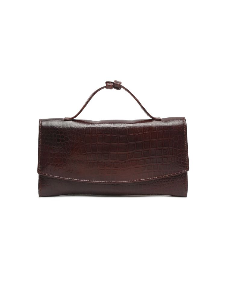 Teakwood Croco Texture Brown Women Two Fold Wallet-picture-18