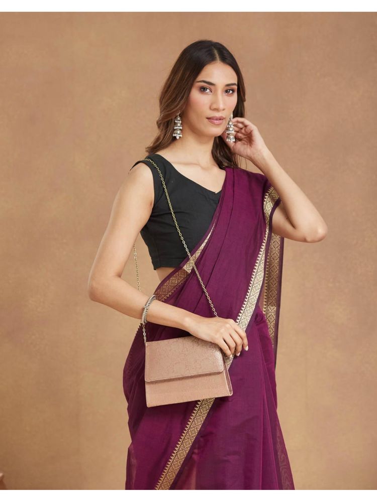 fabindia fashion Fabindia Gold Silk Blend Clutch with Detachable Chain (M)-picture-18