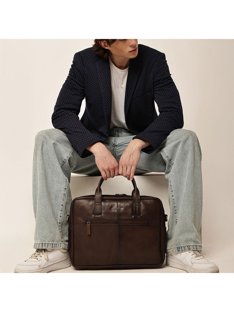 Gauge Machine Unisex Brown 16 Inch Laptop Bag with Detachable Strap-picture-22
