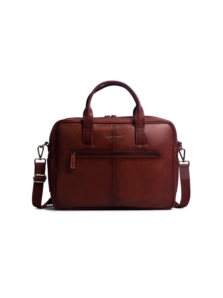 Gauge Machine Unisex Tan 16 Inch Laptop Bag with Detachable Strap-image-49