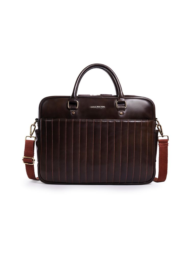 Gauge Machine Unisex Brown 16 Inch Laptop Bag with Detachable Strap-image-35