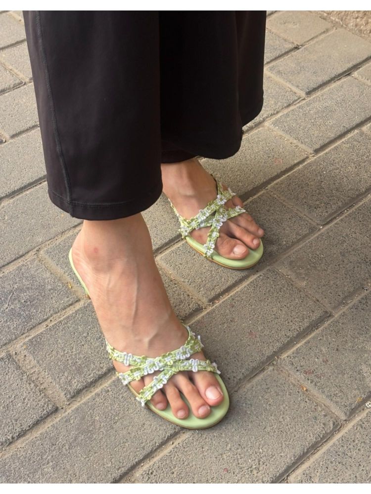 Shoe that fits you Womens Green Lacey Sandals Heels-image-15