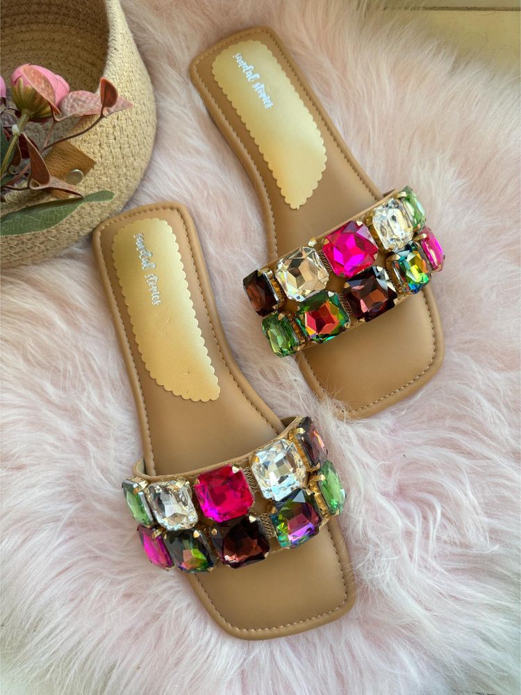 Sandal Stories Multi-Color Gemstone Flats-image-19