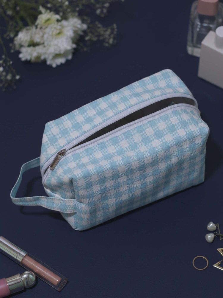 EcoRight Women Gingham Blue Checks Organizer Pouch-picture-16