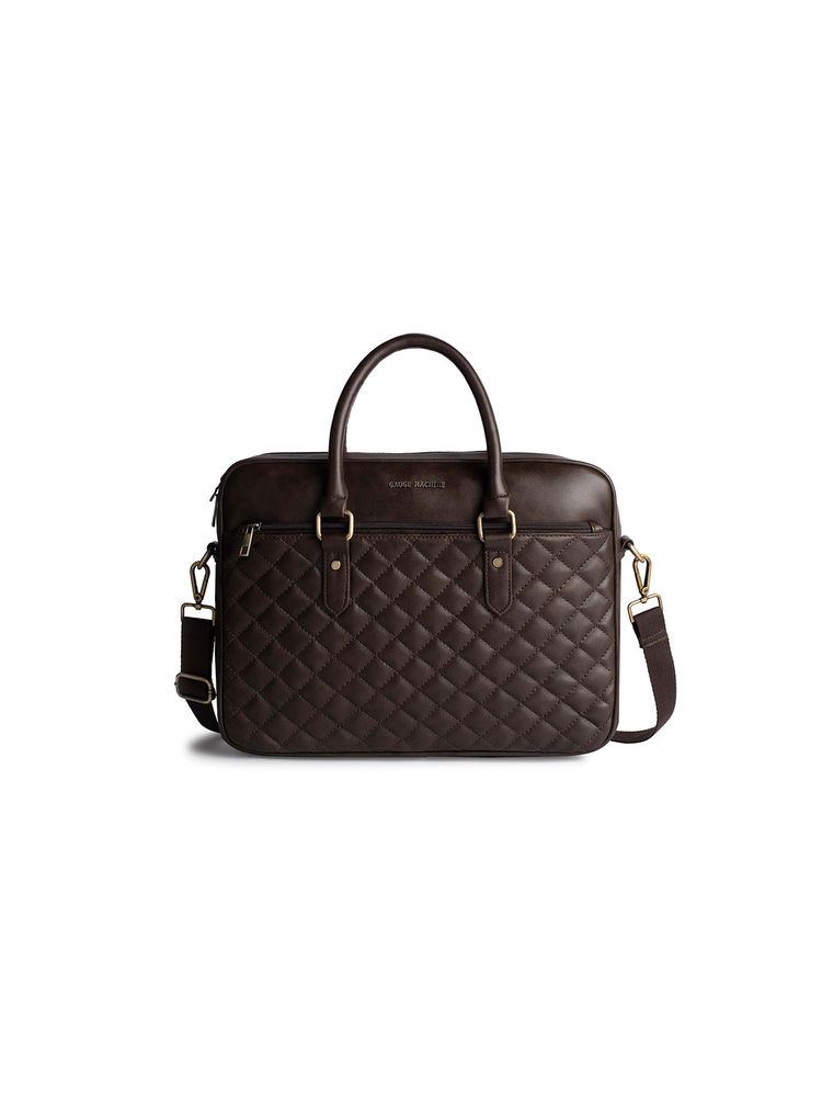 Gauge Machine 16 Brown Quilted Laptop Bag-image-28
