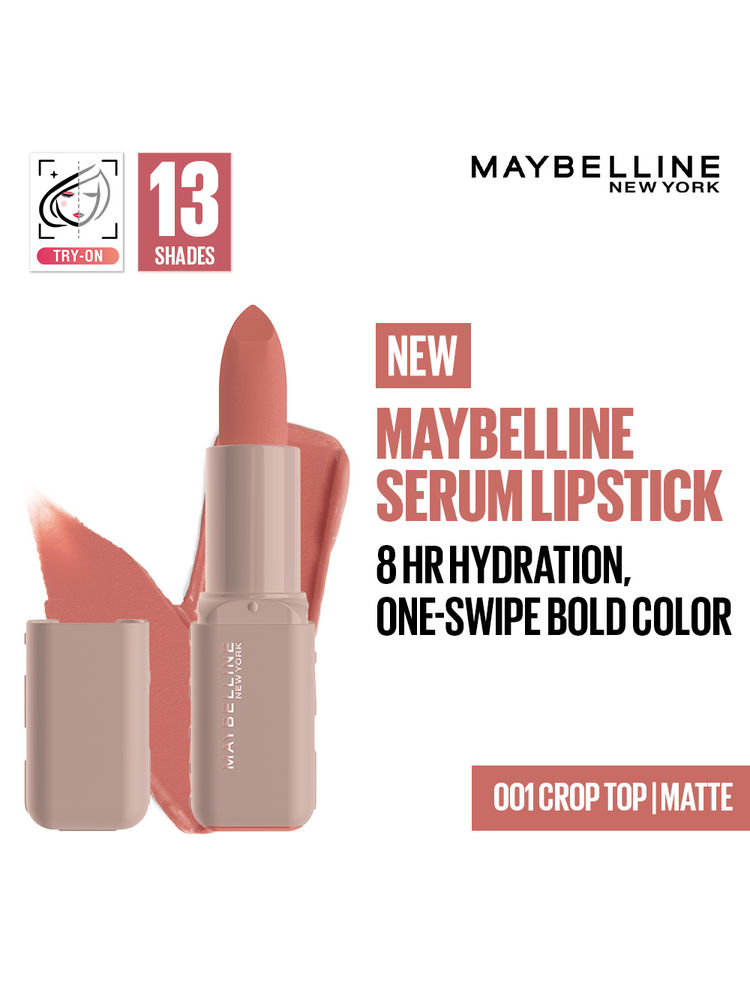 Maybelline Serum Matte Lipstick - 8Hr hydration, One-Swipe Bold Color