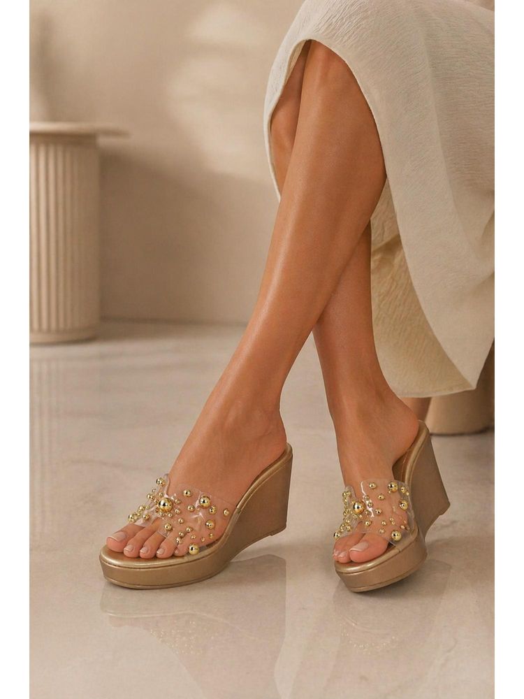 SCENTRA Women Gold Wedges-image-24
