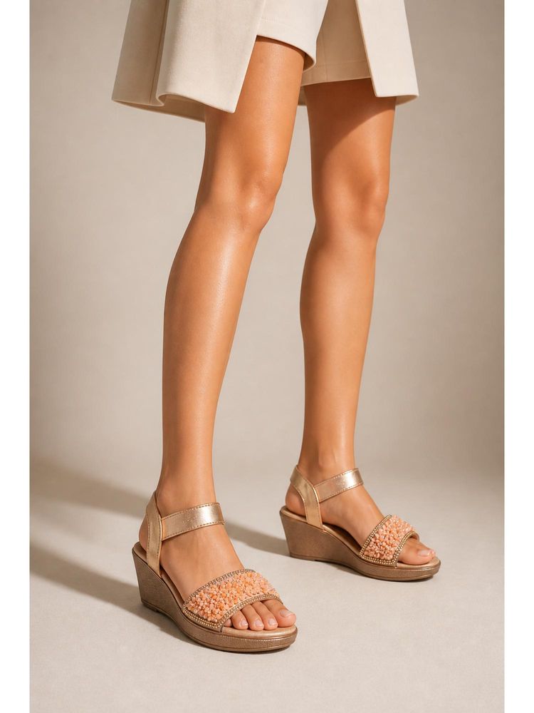 SCENTRA Women Rose Gold Sandal Heels-image-17