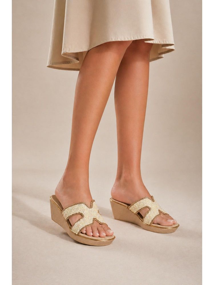 SCENTRA Women Gold Wedges-picture-15