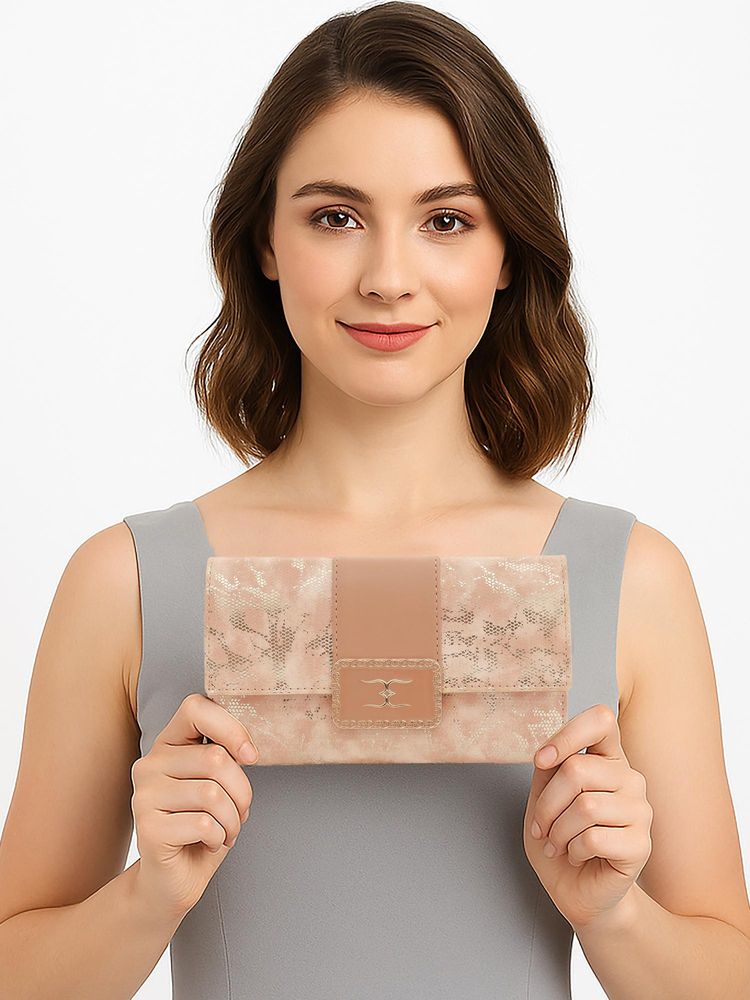 ESBEDA Women Peach Marble Luxe Textured Wallet (S)-picture-15