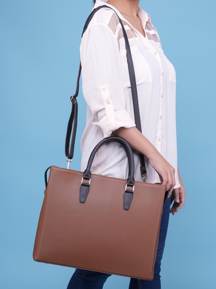 Horra 14 Inch Tote Bag - Brown (L)-image-36