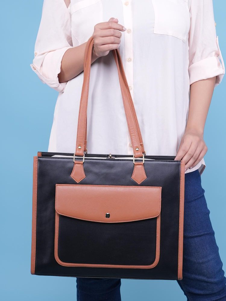 Horra Shoulder Bag For Women With External Pocket - Black | Fits 13 Inch Laptop-image-22